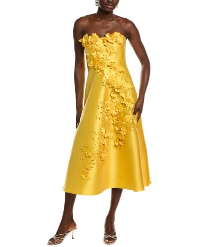 Badgley Mischka Gazar 3d Midi Dress In Yellow