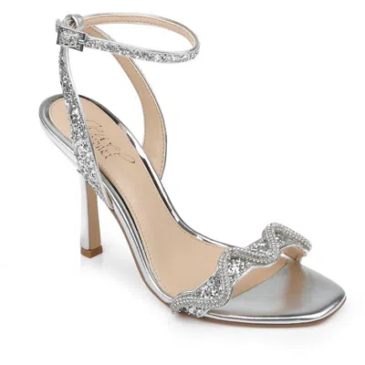 Badgley Mischka Gemma Womens Slip On Open Toe Ankle Strap In Silver