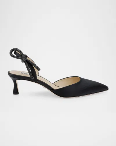 Badgley Mischka Gentry Embellished Bow Kitten-heel Halter Pumps In Black