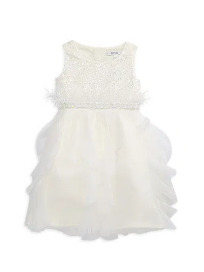 Badgley Mischka Kids' Girl's Audrey Sequin Faux Pearl Dress In White