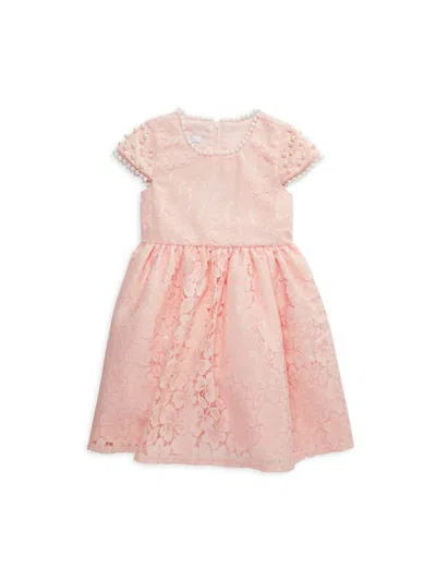 Badgley Mischka Kids' Girl's Ayla Lace A Line Dress In Pink