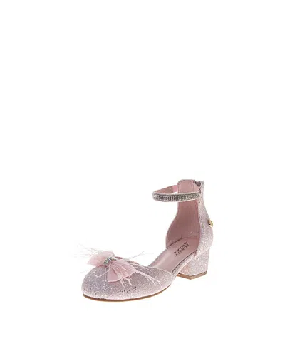 Badgley Mischka Girls' Glittery Rhinestones And Ribbon Dress Sandals - Toddler, Little Kid, Big Kid In Pink