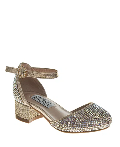 Badgley Mischka Girls' Glittery Rhinestones Dress Shoes - Little Kid, Big Kid In Gold