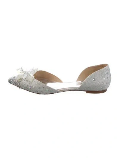 Pre-owned Badgley Mischka Glitter Accents D'orsay Flats In Silver
