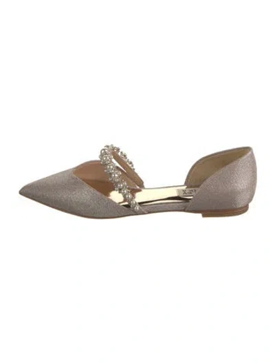 Pre-owned Badgley Mischka Glitter Accents Flats In Metallic/neutrals