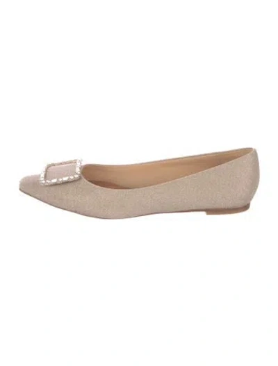 Pre-owned Badgley Mischka Glitter Crystal Embellishments Ballet Flats In Neutrals