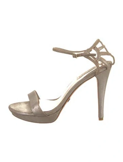 Pre-owned Badgley Mischka Glitter Crystal Embellishments Sandals