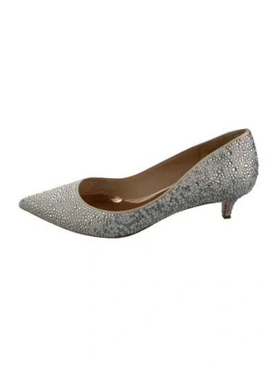 Pre-owned Badgley Mischka Glitter Flats In Metallic/silver