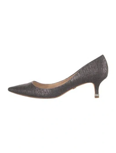 Pre-owned Badgley Mischka Glitter Glitter Accents Pumps In Gray