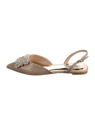 Pre-owned Badgley Mischka Glitter Glitter Accents Slingback Flats In Metallic/neutrals