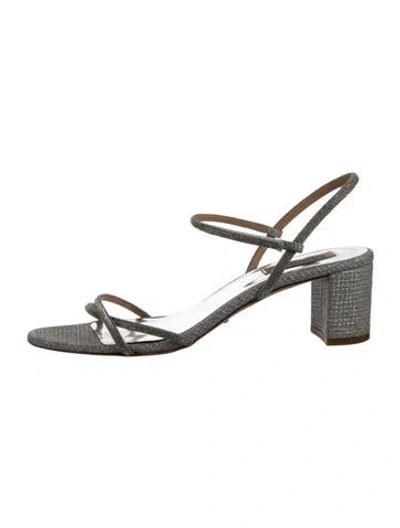 Pre-owned Badgley Mischka Glitter Glitter Accents Slingback Sandals