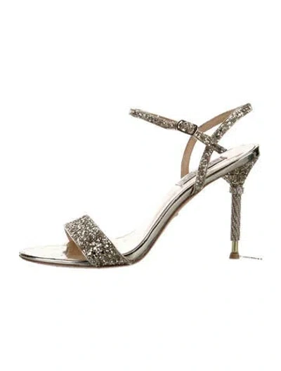 Pre-owned Badgley Mischka Glitter Patterned Sandals
