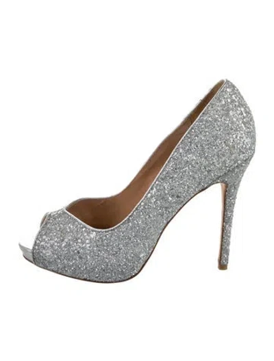 Pre-owned Badgley Mischka Glitter Pumps In Yellow