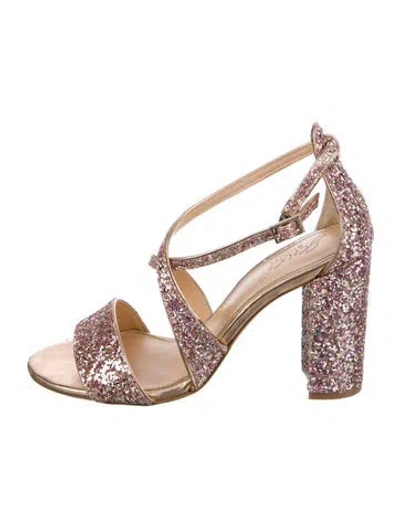 Pre-owned Badgley Mischka Glitter Sandals In Gold