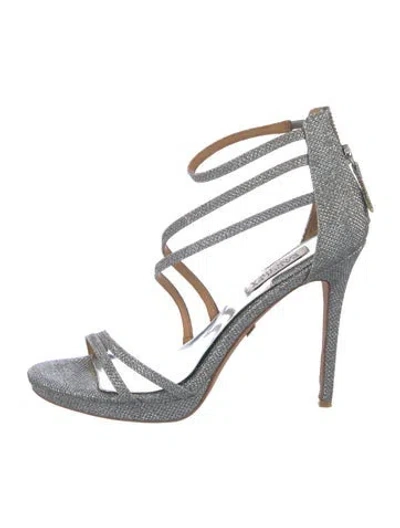 Pre-owned Badgley Mischka Glitter Sandals In Silver