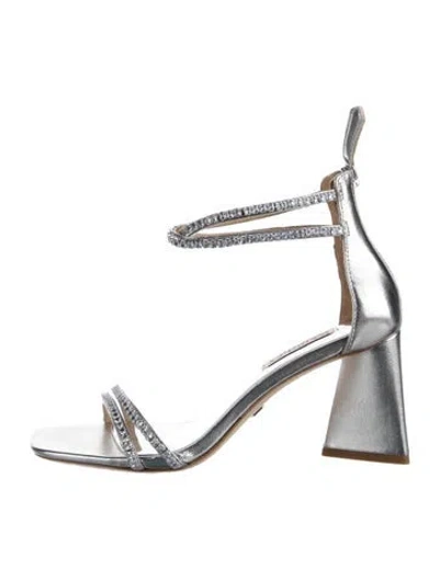 Pre-owned Badgley Mischka Glitter Sandals In Silver