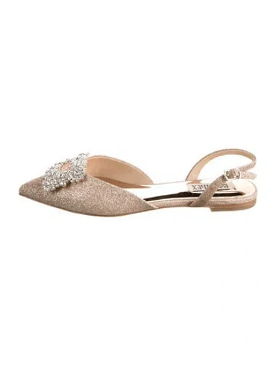Pre-owned Badgley Mischka Glitter Slingback Flats In Neutrals