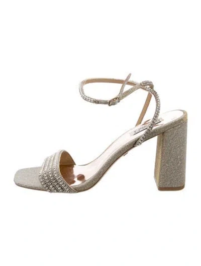 Pre-owned Badgley Mischka Glitter Slingback Sandals In Yellow