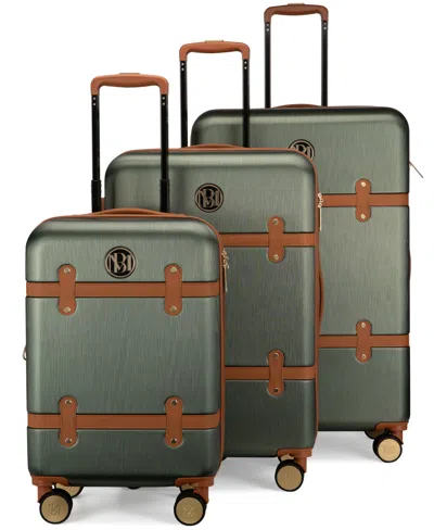 Badgley Mischka Grace Expandable Retro Luggage, Set Of 3 In Olive Green