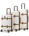 Badgley Mischka Grace Expandable Retro Luggage, Set Of 3 In Retro White