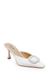 Badgley Mischka Graylynn Mid Heel Square-toe Mules In White