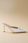 Badgley Mischka Graylynn Square-toe Mule Heels In White