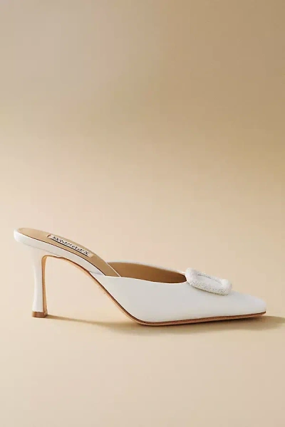Badgley Mischka Graylynn Square-toe Mule Heels In White