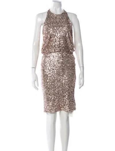 Pre-owned Badgley Mischka Halterneck Knee-length Dress