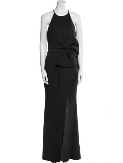 Pre-owned Badgley Mischka Halterneck Long Dress In Black