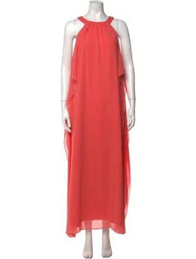 Pre-owned Badgley Mischka Halterneck Long Dress In Orange
