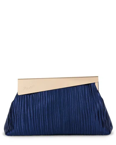 Badgley Mischka Haven Satin Jacquard Clutch In Blue