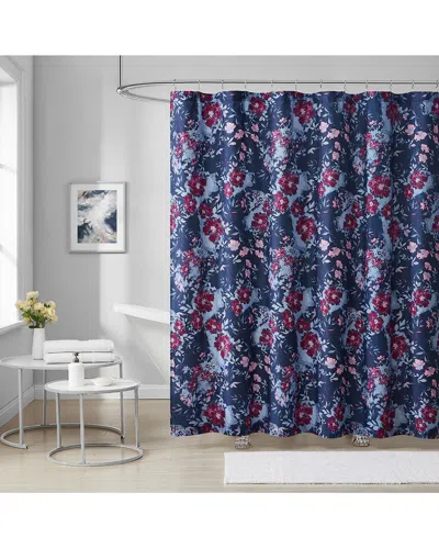 Badgley Mischka Home Midnight Garden Shower Curtain In Blue