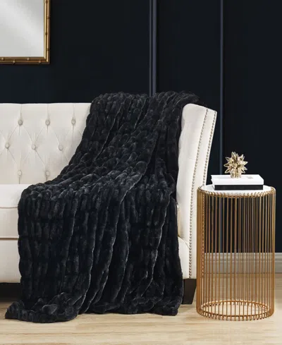 Badgley Mischka Home Ruched Throw In Gift Box, 50" X 70" In Black