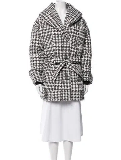 Pre-owned Badgley Mischka Houndstooth Print Down Coat In Multicolor
