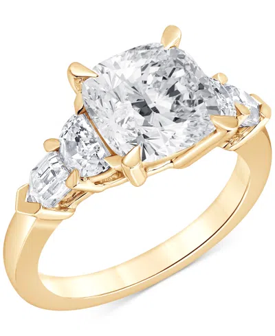 Badgley Mischka Igi Certified Lab Grown Diamond Cushion-cut Five Stone Engagement Ring (3-3/4 Ct. T.w.) In 14k White In Yellow Gold