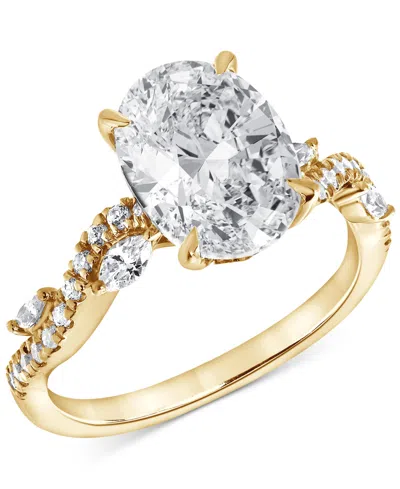Badgley Mischka Igi Certified Lab Grown Diamond Oval Engagement Ring (3-1/5 Ct. T.w.) In 14k Yellow, White Or Rose G In Yellow Gold