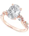 Badgley Mischka Igi Certified Lab Grown Diamond Oval Engagement Ring (3-1/5 Ct. T.w.) In 14k Yellow, White Or Rose G In Rose Gold