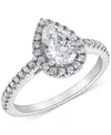 Badgley Mischka Igi Certified Lab Grown Diamond Pear-shaped Halo Engagement Ring (3-3/8 Ct. T.w.) In 14k White, Yell In White Gold