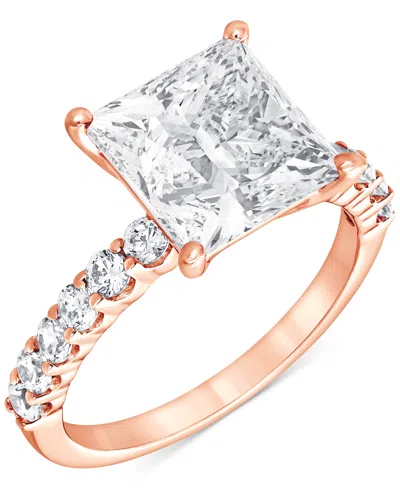 Badgley Mischka Igi Certified Lab Grown Diamond Princess-cut Engagement Ring (4 Ct. T.w.) In 14k White, Yellow Or Ro In Rose Gold