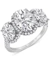 Badgley Mischka Igi Certified Lab Grown Diamond Three Stone Oval Halo Ring (5-1/3 Ct. T.w.) In 14k White, Yellow Or In Rose Gold