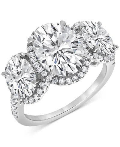 Badgley Mischka Igi Certified Lab Grown Diamond Three Stone Oval Halo Ring (5-1/3 Ct. T.w.) In 14k White, Yellow Or In Rose Gold