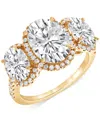 Badgley Mischka Igi Certified Lab Grown Diamond Three Stone Oval Halo Ring (5-1/3 Ct. T.w.) In 14k White, Yellow Or In Yellow Gold