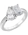 Badgley Mischka Igi Certified Lab Grown Diamond Two Stone Ring (3 Ct. T.w.) In 14k White, Yellow Or Rose Gold In White Gold