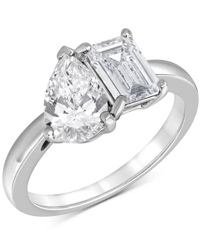 Badgley Mischka Igi Certified Lab Grown Diamond Two Stone Ring (3 Ct. T.w.) In 14k White, Yellow Or Rose Gold In White Gold