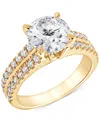 Badgley Mischka Igi Certified Lab Grown Two-row Diamond Engagement Ring (3 Ct. T.w.) In 14k Yellow, White Or Rose Go In Yellow Gold