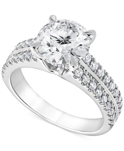 Badgley Mischka Igi Certified Lab Grown Two-row Diamond Engagement Ring (3 Ct. T.w.) In 14k Yellow, White Or Rose Go In White Gold