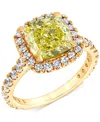 Badgley Mischka Igi Certified Lab Grown Yellow Diamond Cushion Halo Engagement Ring (4 Ct. T.w.) In 14k White, Yello In Yellow Gold