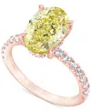 Badgley Mischka Igi Certified Lab Grown Yellow Diamond Oval-shaped Engagement Ring (3-1/2 Ct. T.w.) In 14k White, Ye In Rose Gold