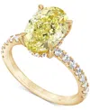 Badgley Mischka Igi Certified Lab Grown Yellow Diamond Oval-shaped Engagement Ring (3-1/2 Ct. T.w.) In 14k White, Ye In Yellow Gold