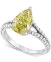 Badgley Mischka Igi Certified Lab Grown Yellow Diamond Pear-shaped Engagement Ring (2-3/8 Ct. T.w.) In 14k White, Ye In White Gold